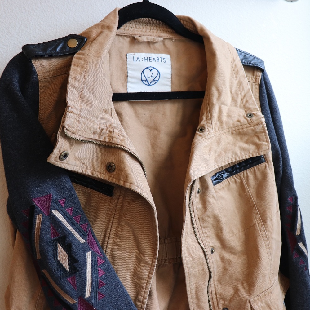 LA Hearts Utility Jacket with Aztec Sleeves